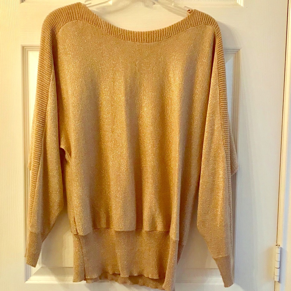 Golden & Sparkling, boat neck, batwing sweater. Great condition